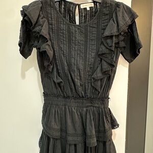 LoveShackFancy Black Lace Detail Dress